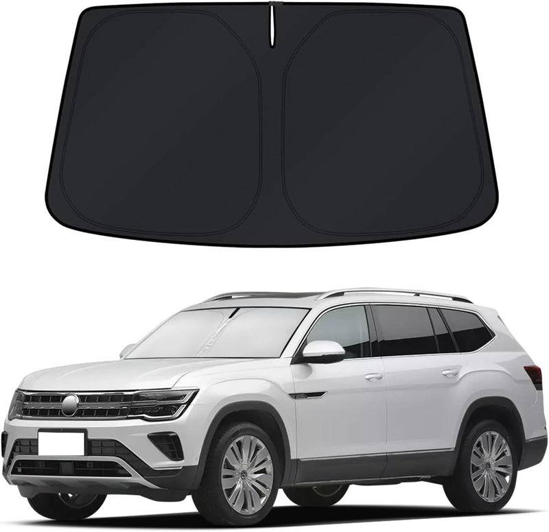 PinBaoLaLa Car Sun Shade for 2018-2024 2025 Volkswagen Atlas Accessories Windshield Sunshade Cover Front Window Shade Custom Fit Atlas Cross Sport Sun Visor Protector Foldable Blocks UV Rays - Image 1